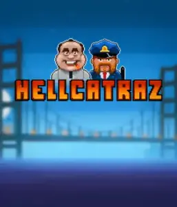 Dive into the thrilling world of the Hellcatraz game by Relax Gaming, showcasing a comic-style prisoner and a guard with the infamous Alcatraz prison and San Francisco skyline in the background. This graphic depicts the fun and humor of an prison break-themed game, perfect for fans of retro gaming, offering a entertaining escape. 