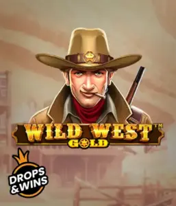  Encounter the rugged sheriff of "Wild West Gold," a popular slot game by Pragmatic Play. The image shows a confident sheriff with a golden star badge, framed by a sun-baked Old West town backdrop. The game's title is boldly featured in a classic font, highlighting the Wild West adventure theme. 